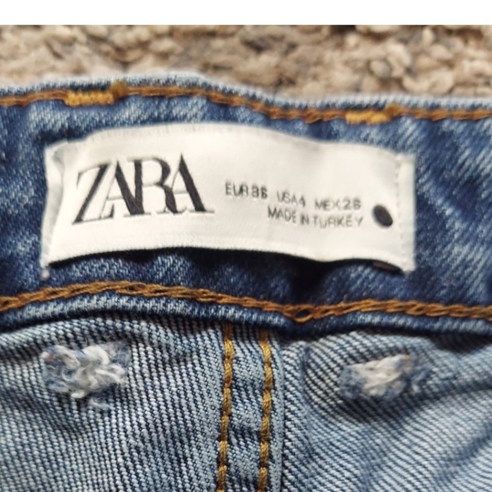 Zara Jeans Womens Size 4 Blue Straight Leg High Rise Medium Wash Denim Casual - Picture 3 of 6